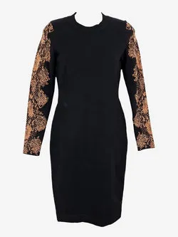 Karen Millen Snake Sleeve Knit Bodycon Dress Size S