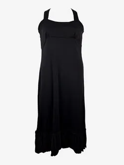Tiffany Treloar Black Silk Bubble Hem Maxi Dress Size 14