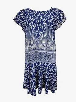 Leona Edmiston Royal Blue Paisley Midi Dress Size 10