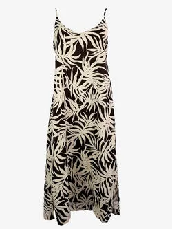 Assembly Label Dark Chocolate Palms Linen Vacation Dress Size 8