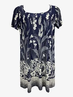 Leona Edmiston Navy Dotted Midi Dress Size S