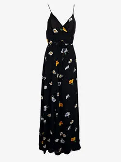 Ganni Black Daisy Wrap Dress Size 6