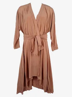 Ginger & Smart Blush Mesh Sleeve Cross Front Dress Size 16