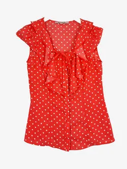 Review Feminine Coral Polka Dot Top Size 6