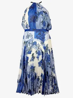 Lover Rope Tie Halter Blue Floral Maxi Dress Size 12