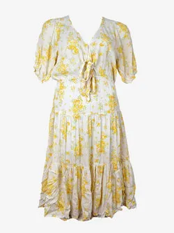Kivari Yellow Vintage Floral Maxi Dress Size 10