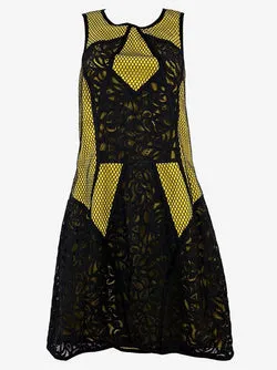 Sass & Bide Puzzle Me This Mustard Mini Dress Size 14