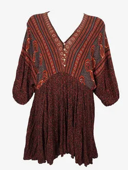 The Poetic Gypsy Relaxed Boho Print Mini Dress Size 16