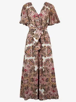 Witchery Pink Paisley Flutter Sleeve Dress Size 8