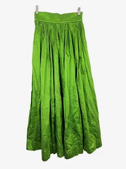Easton Pearson Chartreuse Silk Pleat Maxi Skirt Size XS