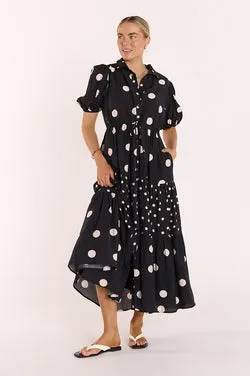 Everleigh Dress - Black Cream Spot