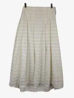 Mossman Cloud Textured Stripe Box Pleat Skirt Size 12