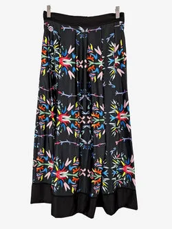 Sabina Musayev Satin Abstract Floral Midi Skirt Size L