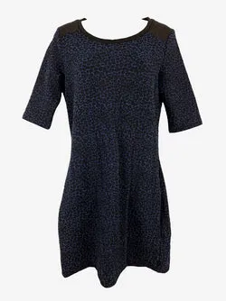 Maison Scotch Navy Leopard Mini Dress Size 8