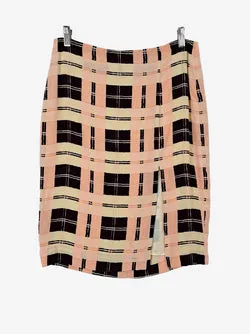 By Malene Birger Check Silk Side Split Mini Skirt Size 10