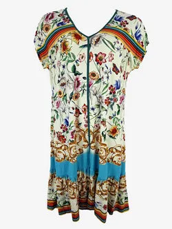 Johnny Was Soft Jersey Butterfly Garden Mini Dress Size M