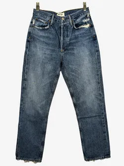 Agolde Distressed Straight Leg Button Fly Jeans Size 8