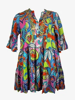 Assorted Brands Bright Gold Embroidered Mini Dress Size 14