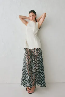 Robbie Sequin Maxi Dress Cream