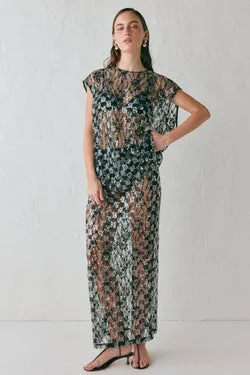 Devyn Sequin Midi Skirt Black