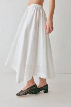 Carlota Anglaise Midi Skirt White