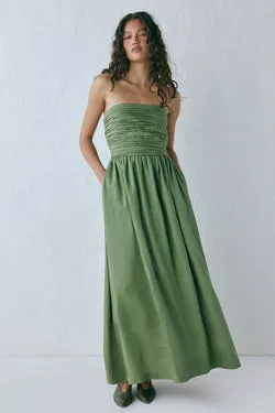 Saint Malo Linen Maxi Dress Olive