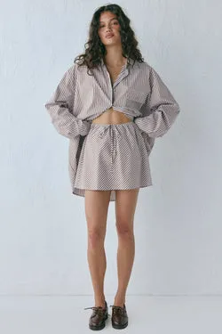 Summer Mini Skirt Brown Stripe