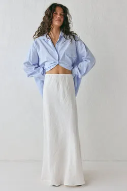 Ena Linen Bias Cut Maxi Skirt White