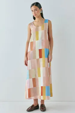 Cate Smock Midi Dress Patchwork