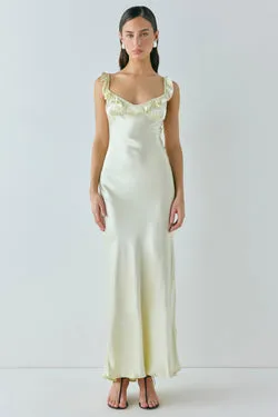 Rosalia Satin Bias Cut Maxi Dress Butter
