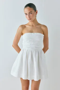 Saint Malo Linen Mini Dress White