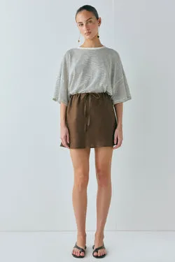 Summer Linen Mini Skirt Chocolate