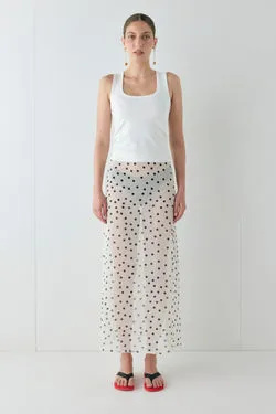 Vilma Sheer Maxi Skirt Polka Dot