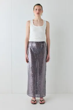 Devyn Sequin Midi Skirt Mauve