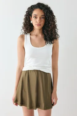 Vintage Lover Satin Bias Mini Skirt Khaki