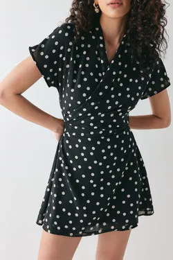 Salma Wrap Mini Dress Polka Dot