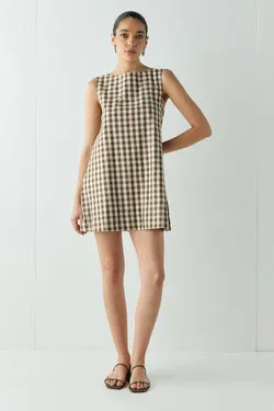 Aftersun Mini Dress Brown Check