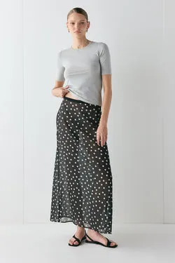 Vilma Sheer Maxi Skirt Black Polka Dot