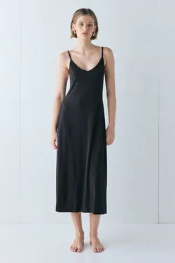 Carrie Midi Slip Dress Black