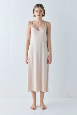 Carrie Midi Slip Dress Nude