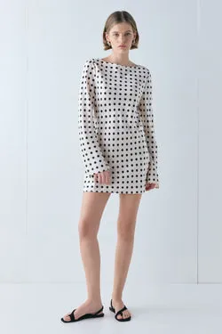 Paris Satin Mini Dress Polka Dot