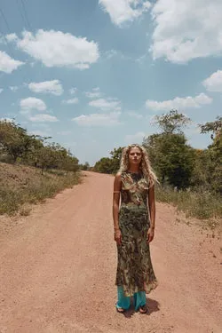 Francesca Sheer Maxi Dress Camo