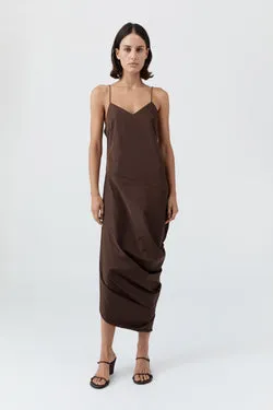Paper Taffeta Drape Dress - Mocha