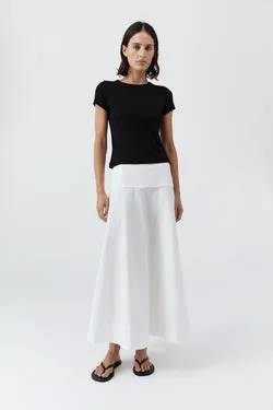 Cotton Circle Hem Skirt - White
