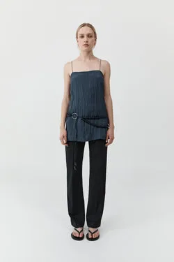 Crinkle Square Neck Mini Dress - Ink