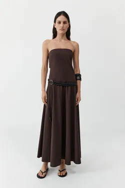 Strapless Rouleau Dress - Bark