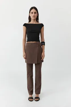 Silk Canvas Wrap Skirt - Mud