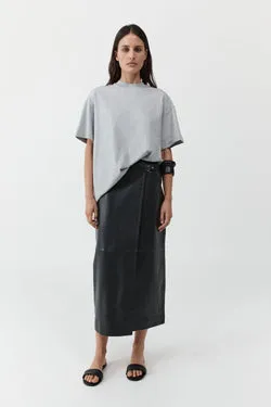 Leather Wrap Skirt - Black