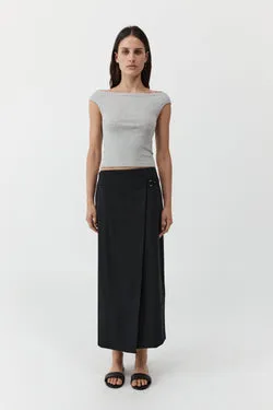 Tailored Wrap Skirt - Black