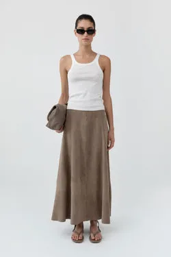Suede Circle Skirt - Earth